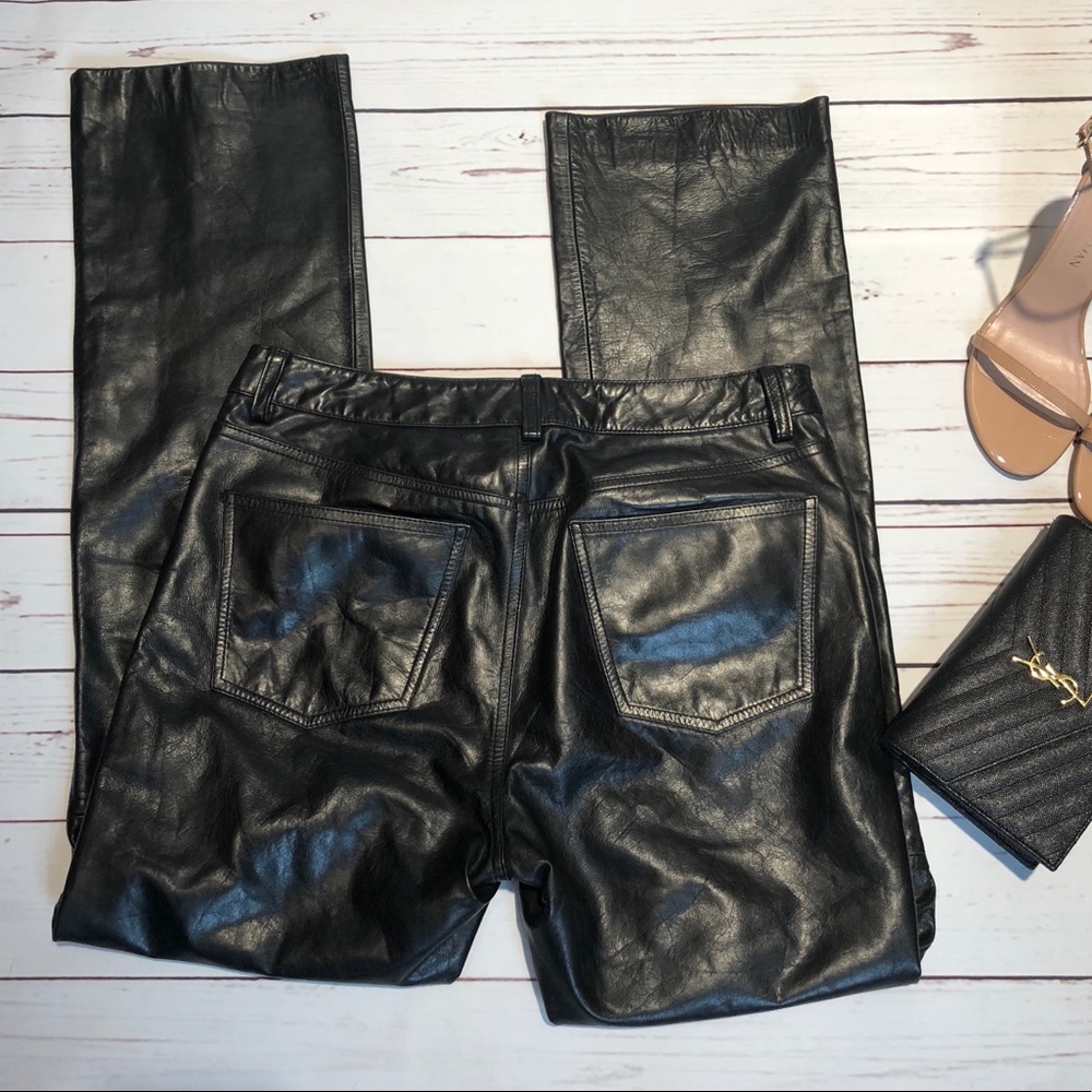 SOLD Vintage |• 90’s Bootcut Leather Pants - Picture 3 of 8